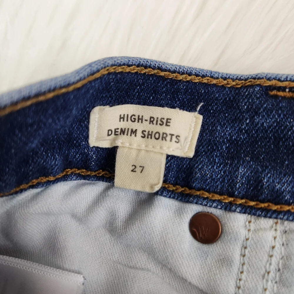 Madewell High Rise Dark Wash Cuffed Denim Shorts